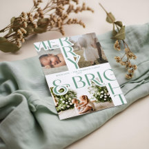 Modern Merry & Bright Bold Typography Christmas