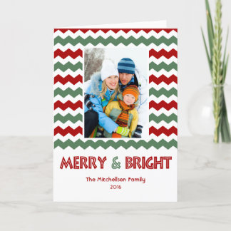 Modern MERRY BRIGHT Chevron Holiday Card