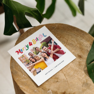 Modern Merry & Bright Colourful Professional Photo Holiday Card