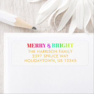 Modern Merry & Bright Colourful Return Address Label