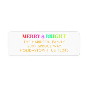 Modern Merry & Bright Colourful Return Address Label