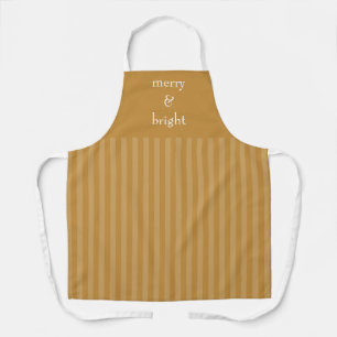 Modern Merry & Bright Gold Christmas Holiday Apron