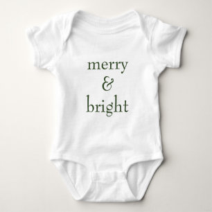 Modern Merry & Bright Green Christmas Holiday Baby Bodysuit
