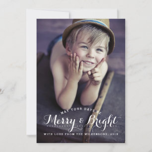 Modern Merry & Bright Holiday Two Photo Card