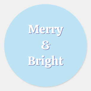 Modern Merry & Bright Ice Blue Christmas Holiday Classic Round Sticker
