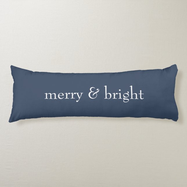 Modern Merry & Bright Navy Christmas Holiday Body Cushion (Front)
