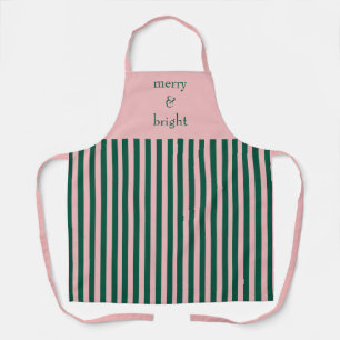 Modern Merry & Bright Pink and Green Holiday Apron