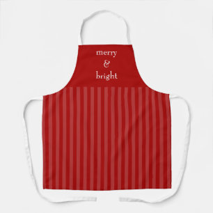 Modern Merry & Bright Red Christmas Holiday Apron