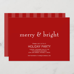 Modern Merry & Bright Red Christmas Holiday Invitation