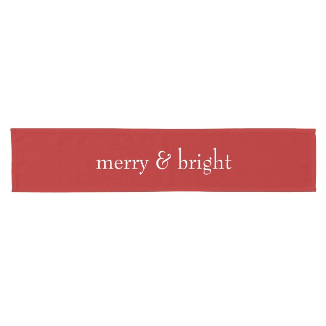 Modern Merry & Bright Red Christmas Holiday Short Table Runner (Horizontal)
