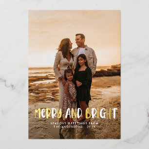 Modern Merry & Bright Retro Colourful Christmas  Foil Holiday Card
