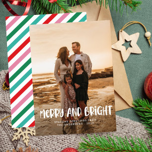 Modern Merry & Bright Retro Colourful Christmas  Holiday Card