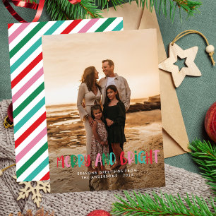 Modern Merry & Bright Retro Colourful Christmas  Holiday Card