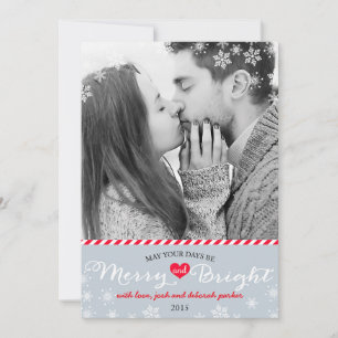 Modern Merry & Bright Snowflakes Holiday Photo Card