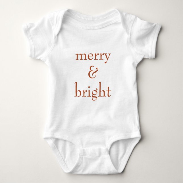 Modern Merry & Bright Terracotta Christmas Holiday Baby Bodysuit (Front)