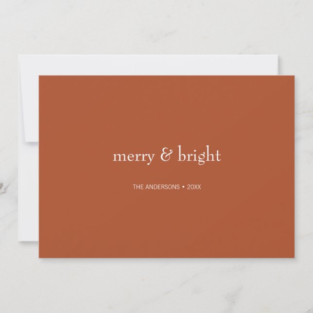 Modern Merry & Bright Terracotta Christmas Holiday Card (Front)