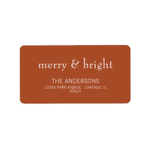 Modern Merry & Bright Terracotta Holiday Address  Label