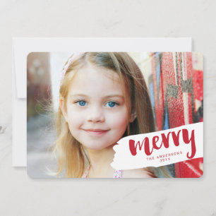 Modern Merry Brush Letter Holiday Photo Card
