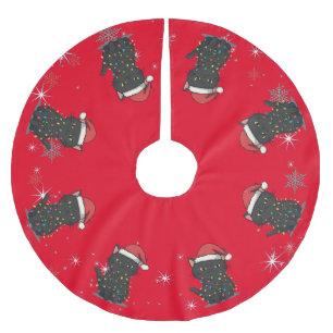 Modern merry cat christmas tree kitten CatMAS patt Brushed Polyester Tree Skirt