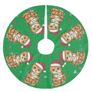 Modern merry cat christmas tree kitten kitty brushed polyester tree skirt