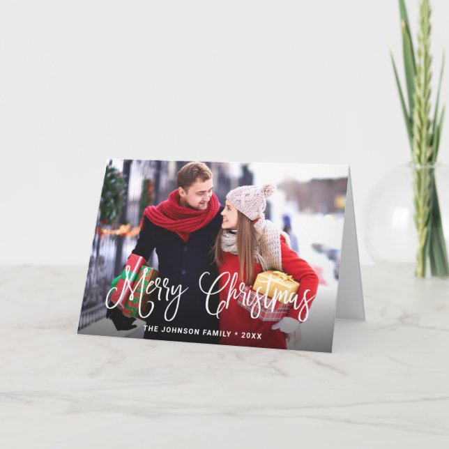 Modern Merry Christmas 2 PHOTO Greeting Holiday Card (Front)
