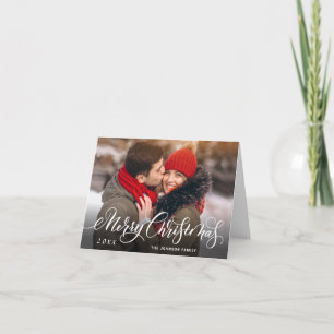 Modern Merry Christmas 2 PHOTO Greeting Holiday Card