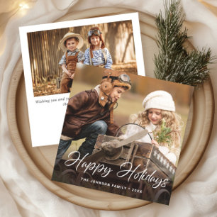 Modern Merry Christmas 2 PHOTO Greeting Simple Holiday Card
