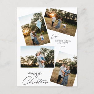 Modern Merry Christmas 4 photo design Holiday Postcard