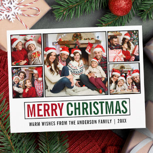 Modern Merry Christmas 5 Photo Postcard