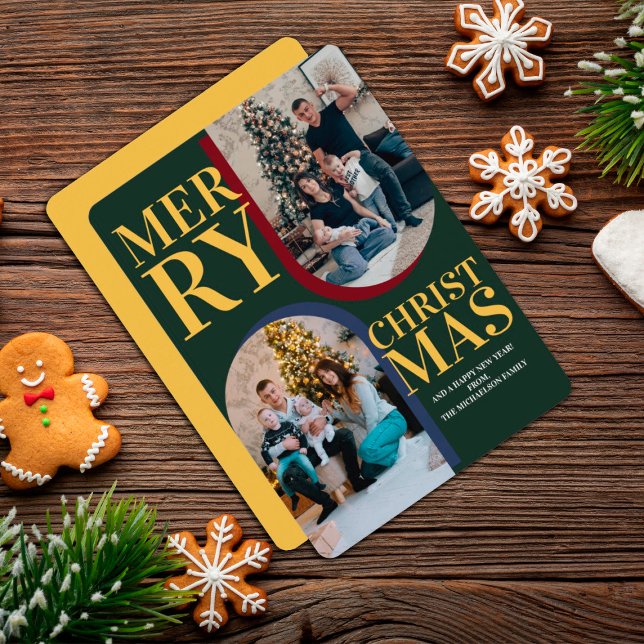 Modern Merry Christmas Arch Family Photo Holiday Card (Creator Uploaded)