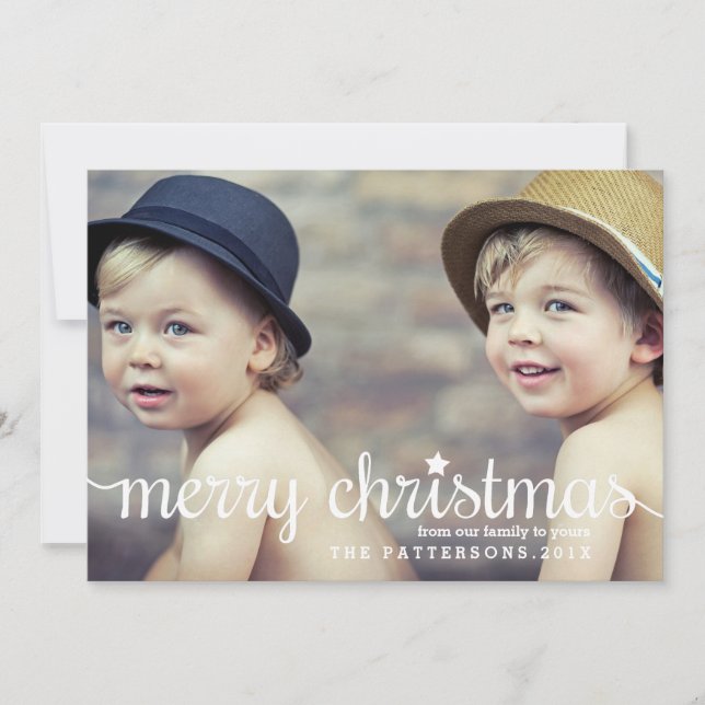 Modern Merry Christmas Big Two Photo Card (Front)