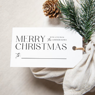 Modern Merry Christmas Black Gift Tags