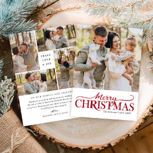 Modern Merry Christmas Collage Minimalist Holiday Card