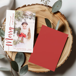 Modern Merry Christmas Custom Photo Holiday Card