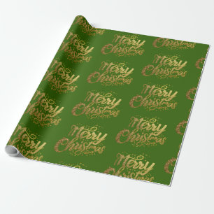 Modern Merry Christmas Elegant Gold Script Holiday Wrapping Paper