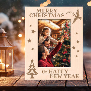 Modern Merry Christmas Elegant Photo Etched Frames