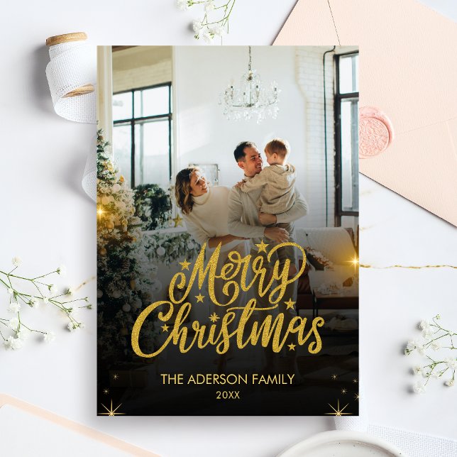 Modern Merry Christmas Family Photo Holiday Card (Modern Christmas Family Holiday Card )