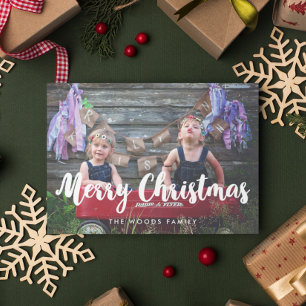 Modern Merry Christmas Family Photo Holiday Card