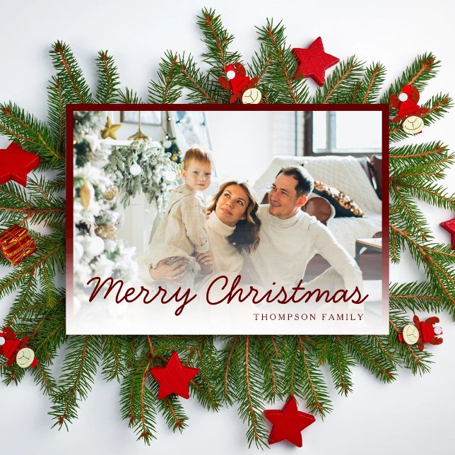 Modern Merry Christmas Family Photo Holiday Card (Creator Uploaded)