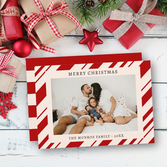 Modern Merry Christmas Family Photo Invitation (Creator Uploaded)