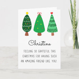 Modern Merry Christmas Friend Name Folded Holiday Card