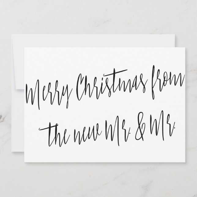 Modern "Merry Christmas from the new Mr. & Mr." Holiday Card (Front)