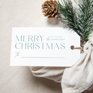 Modern Merry Christmas Frost Blue Gift Tags