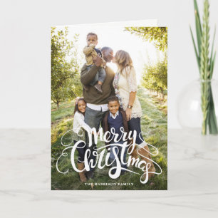 Modern Merry Christmas Full Photo Holiday Card