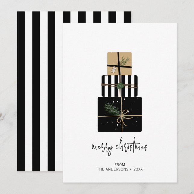Modern Merry Christmas Gifts Holiday Card (Front/Back)