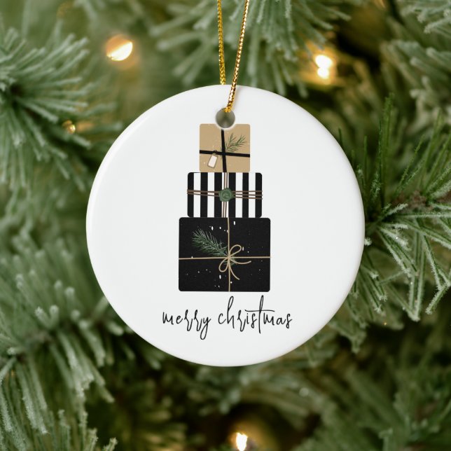 Modern Merry Christmas Gifts Holiday Ceramic Ornament (Tree)