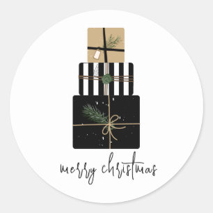 Modern Merry Christmas Gifts Holiday Classic Round Sticker