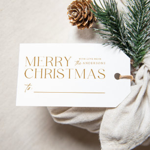 Modern Merry Christmas Gold Gift Tags