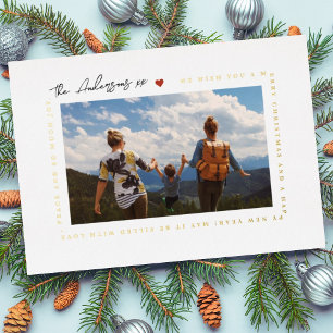 MODERN MERRY CHRISTMAS GREETING   HEART LOVE PHOTO FOIL HOLIDAY CARD