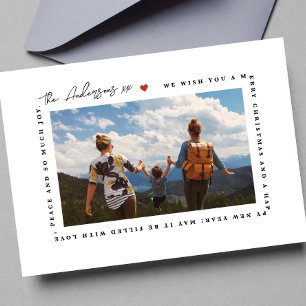 MODERN MERRY CHRISTMAS GREETING   HEART LOVE PHOTO HOLIDAY CARD